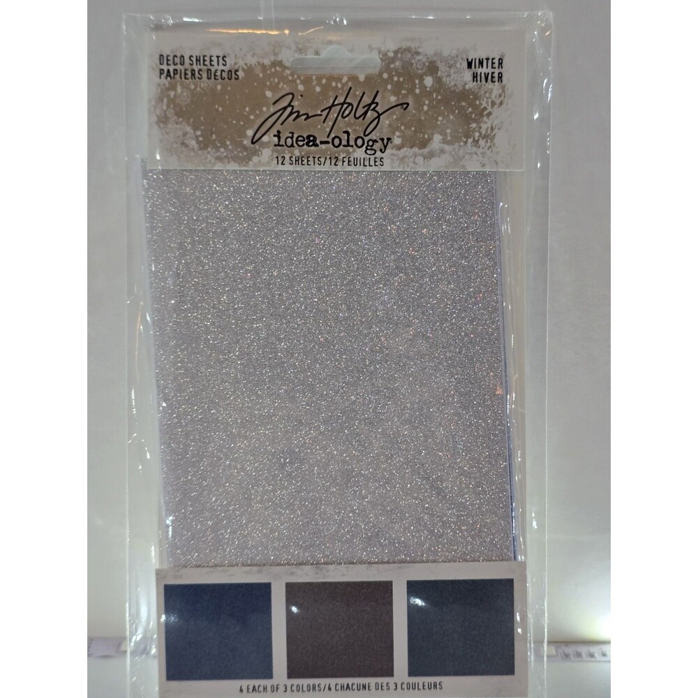 Tim Holtz Idea-ology Winter Deco Sheets Metallic Glitter 12 Sheets Christmas